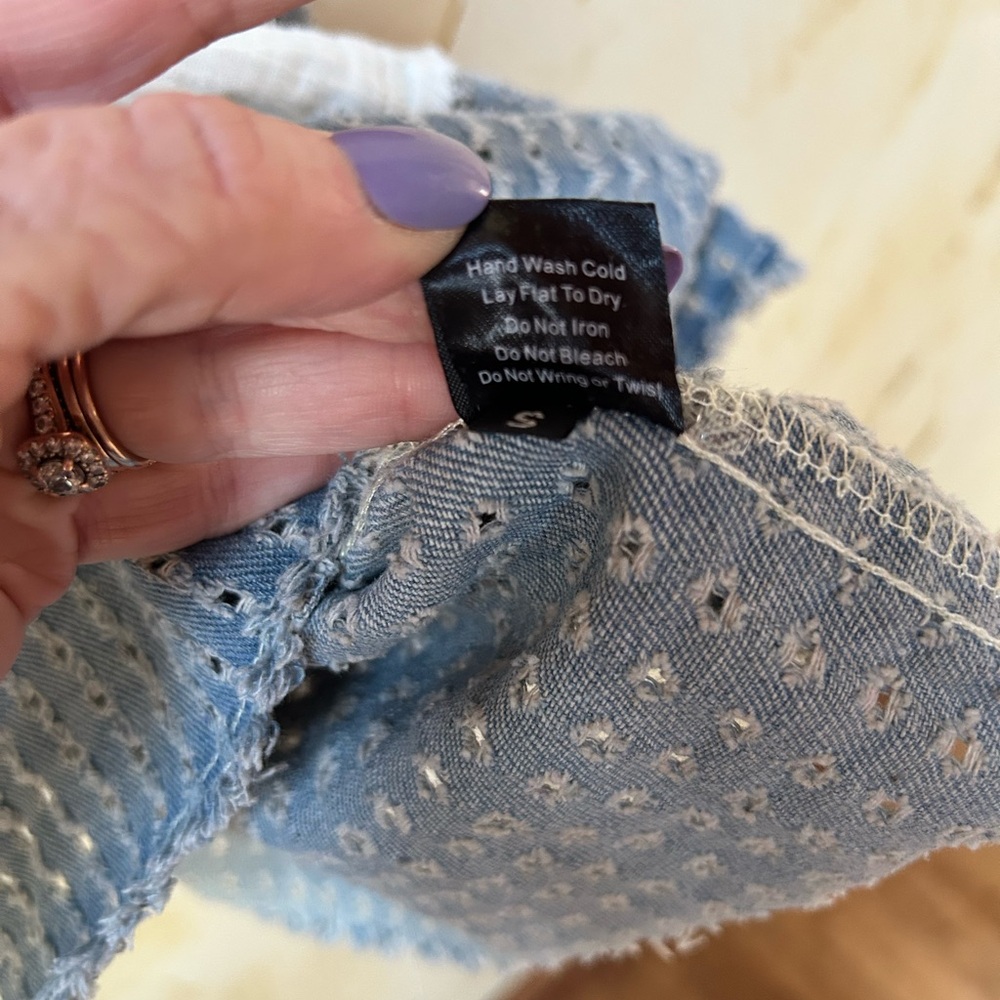 POL Denim Whisper Patchwork Oversized Hoodie Top … - image 7